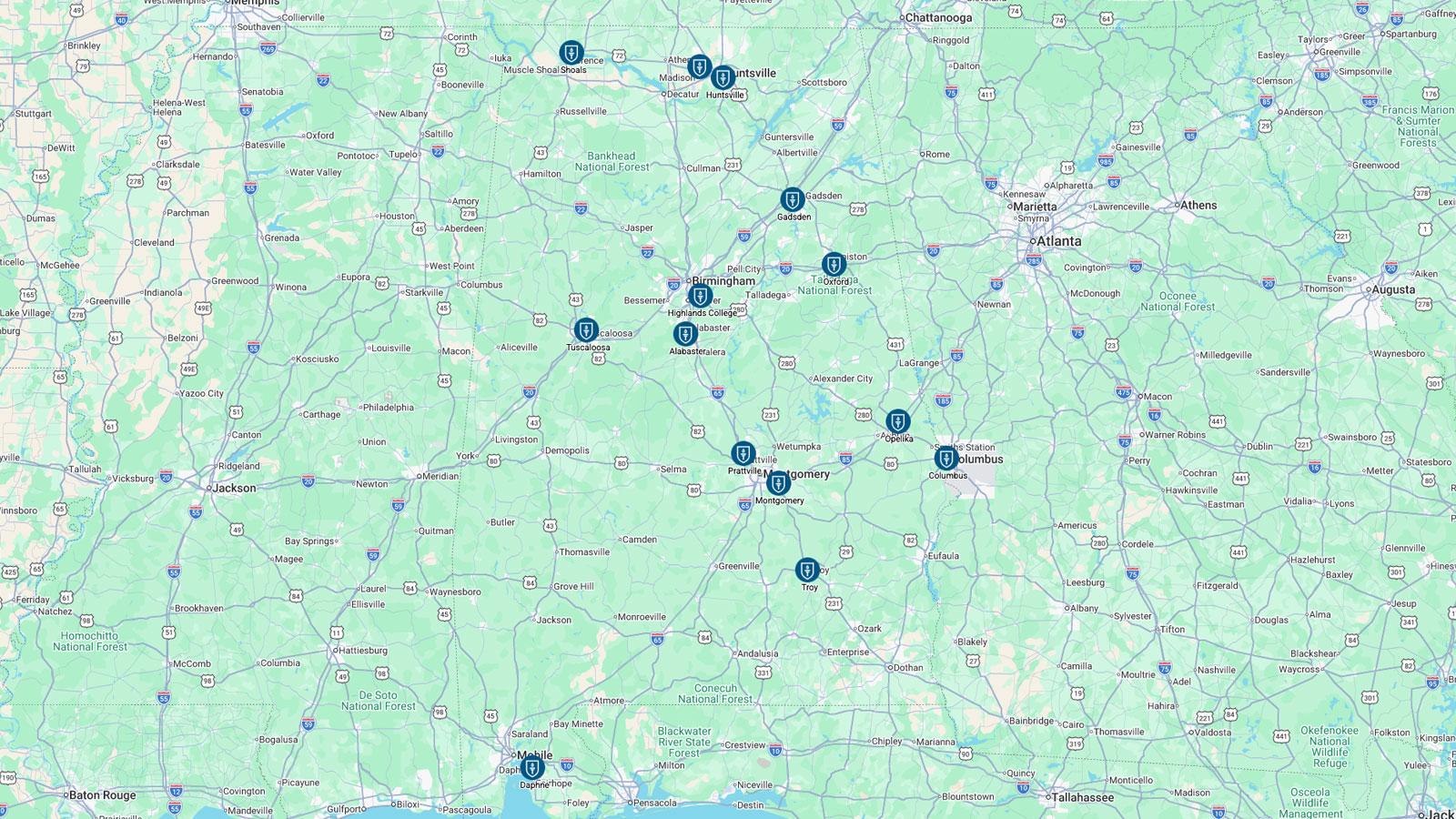 map of HCLI campuses