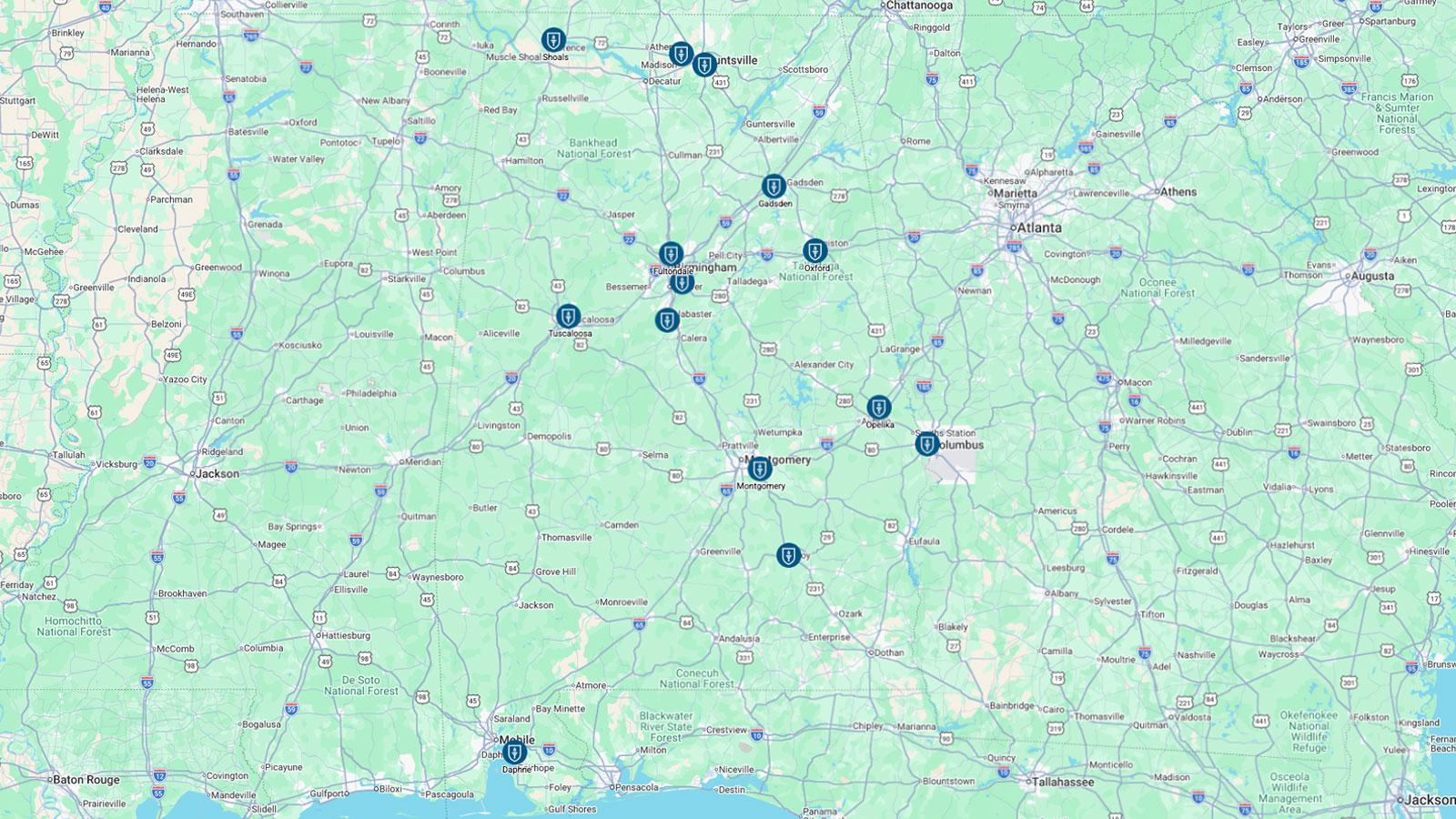 map of HCLI campuses